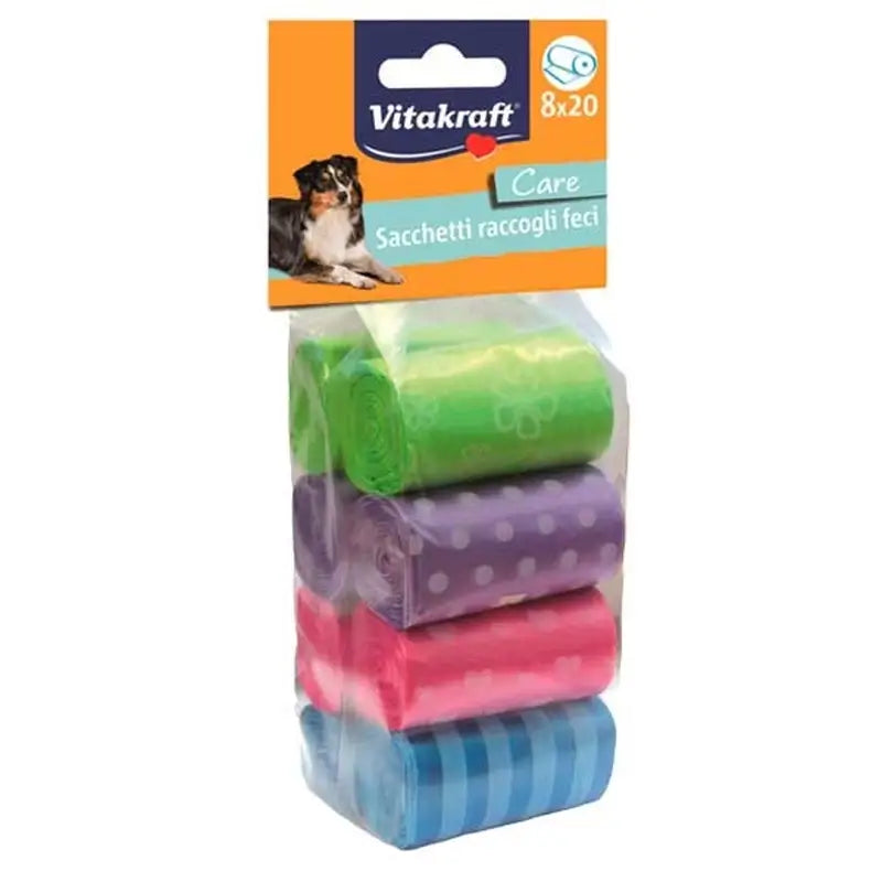 Vitakraft Sacchetti per feci di cane colorati, 8x20 unità