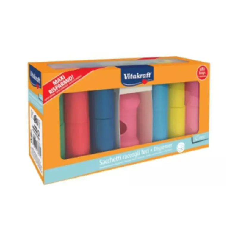 Vitakraft Confezione di sacchetti per rifiuti 24x20 pezzi + distributore