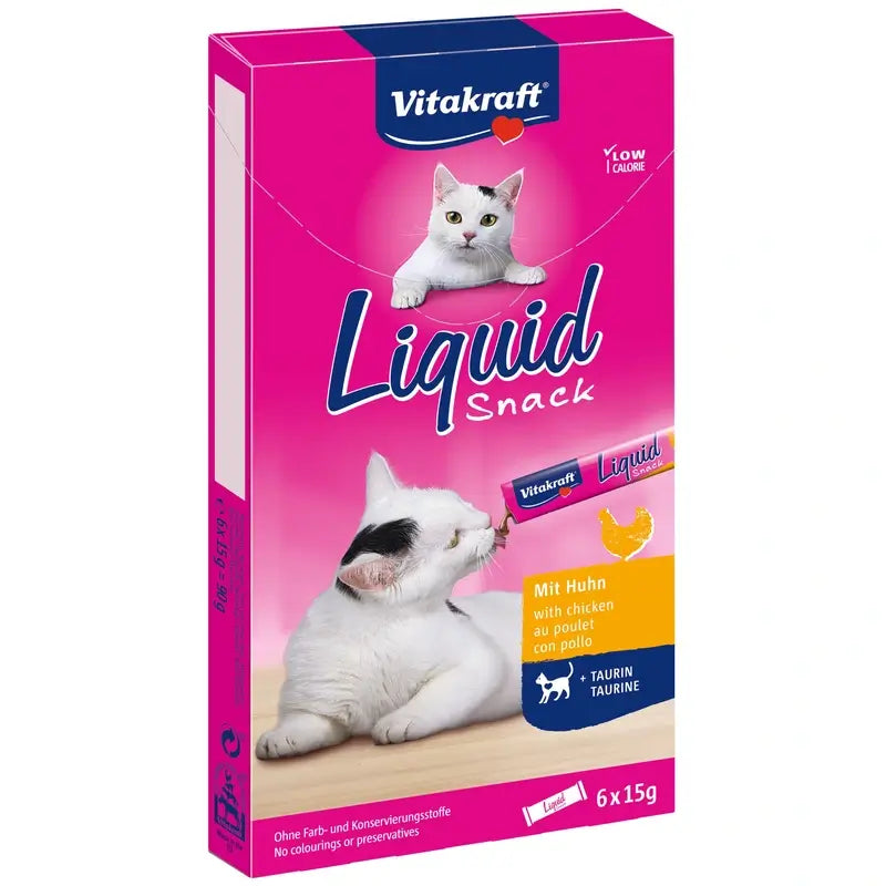 Vitakraft Cat Liquid Snack al pollo con taurina, confezione da 11x6 unità