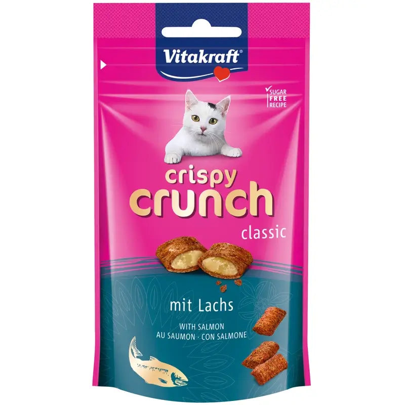 Vitakraft Crispy Crunch al salmone per gatti, confezione da 8 x 60 grammi