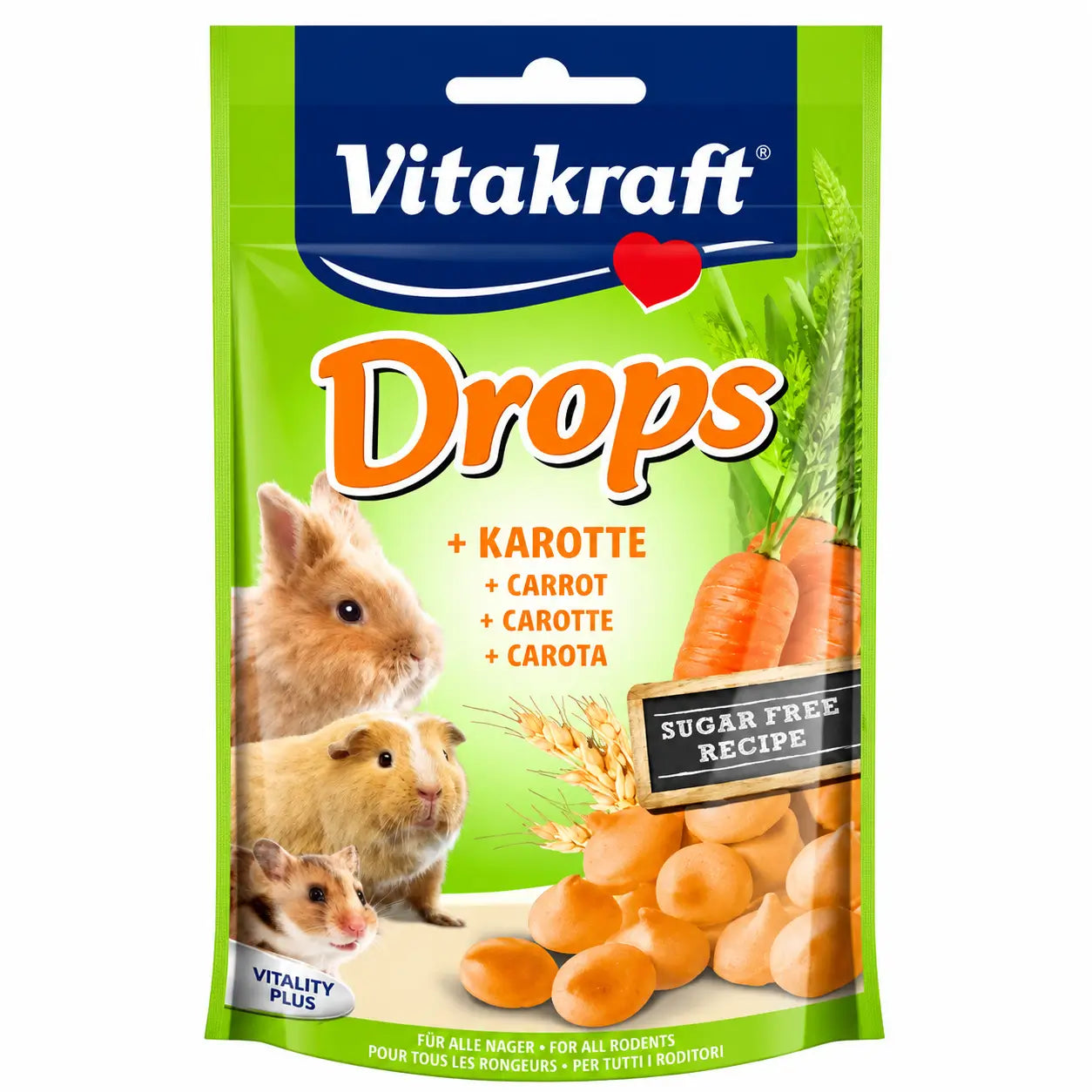 Vitakraft Drops alla carota per roditori 9x75 grammi