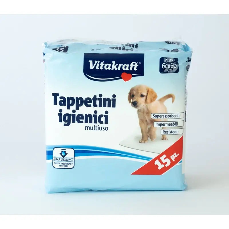 Vitakraft Tappetini assorbenti per cuccioli 60x60 cm, 15 pezzi