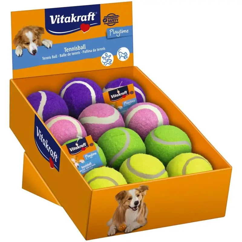 Vitakraft - Assortimento di palline da tennis per cani, 12 pezzi