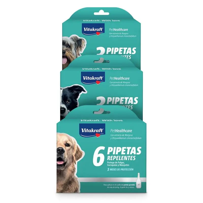 Vitakraft Pipetta per cani Biomicida Grande, 6 pipette, 6 unità