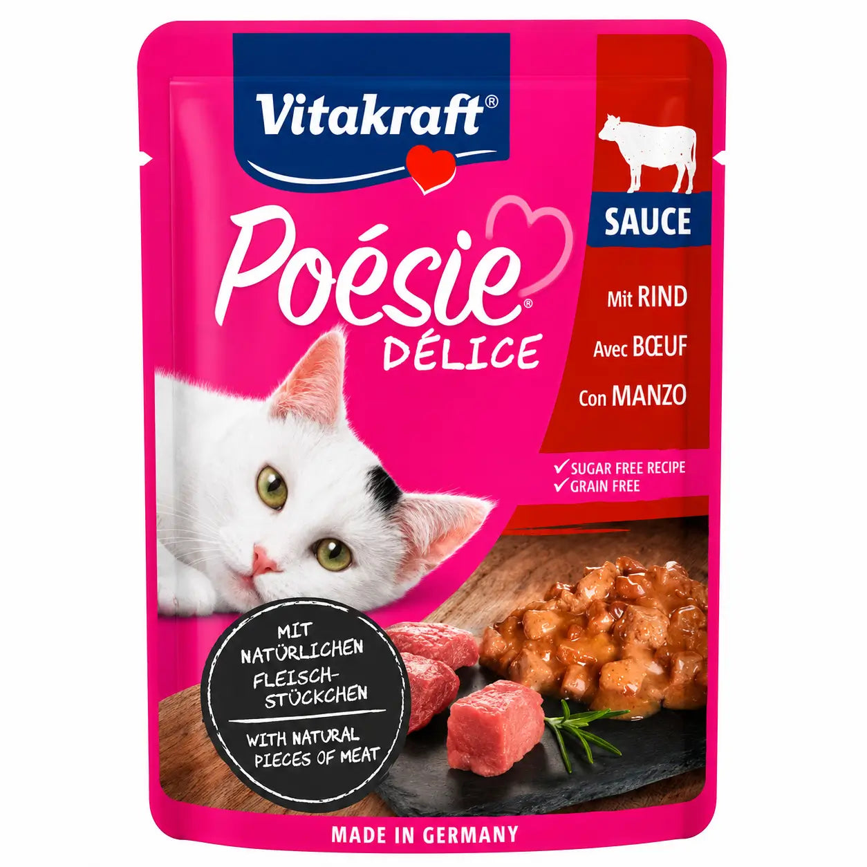 Vitakraft Poesie Delisauce Pouch - Manzo 23X85Gr, 85 gr