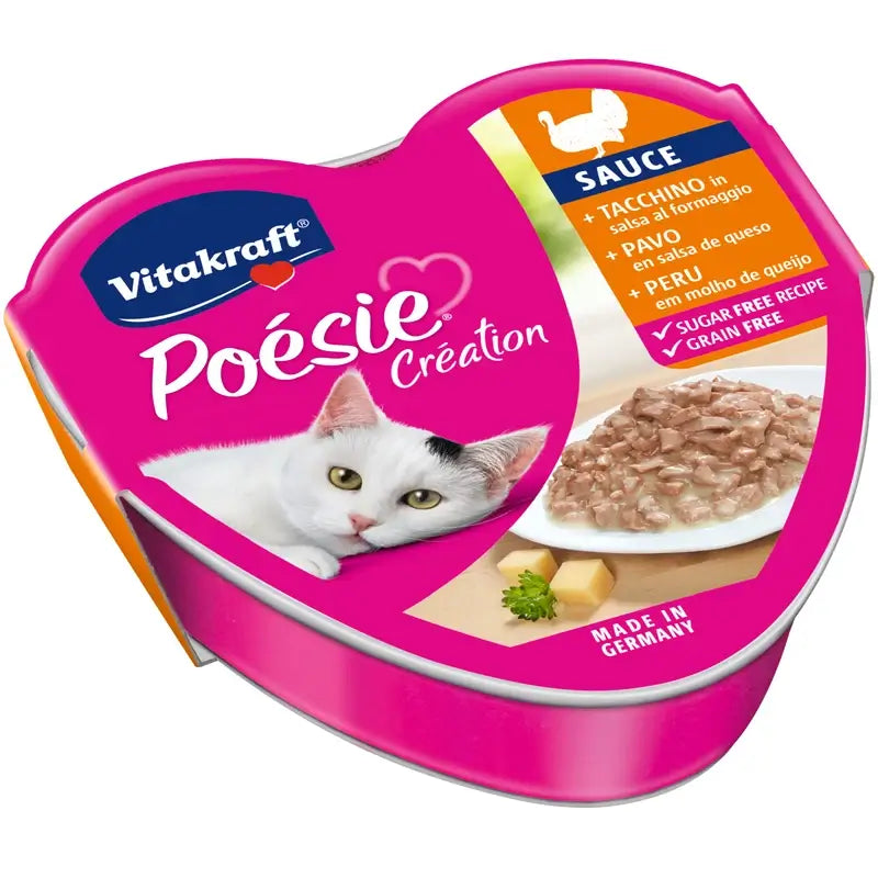 Vitakraft Poesie Salsa al tacchino e formaggio, vaschetta da 15x85 grammi