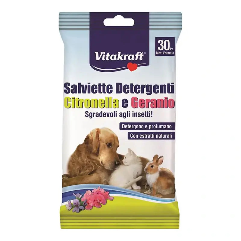 Vitakraft Salviette igieniche alla citronella per cani, 30 pezzi, 1 confezione