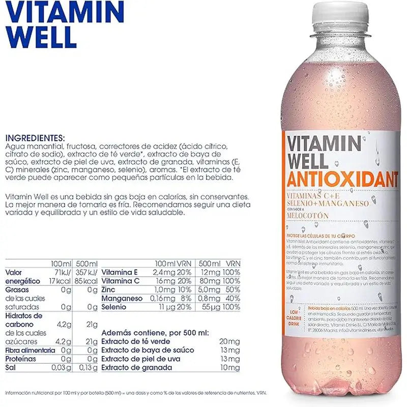 Vitamina Well Antiossidante Pesca, 500 ml