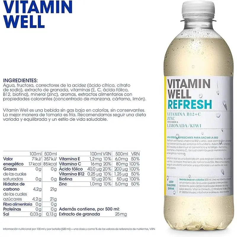 Vitamin Well Refresh Limonata/Kiwiwi, 500 ml