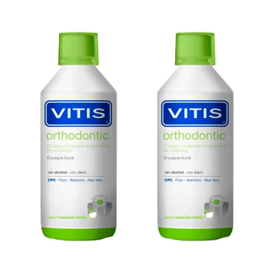 VITIS Duplo Collutorio ortodontico/ortodontico al gusto di menta e mela 2x1000 ml