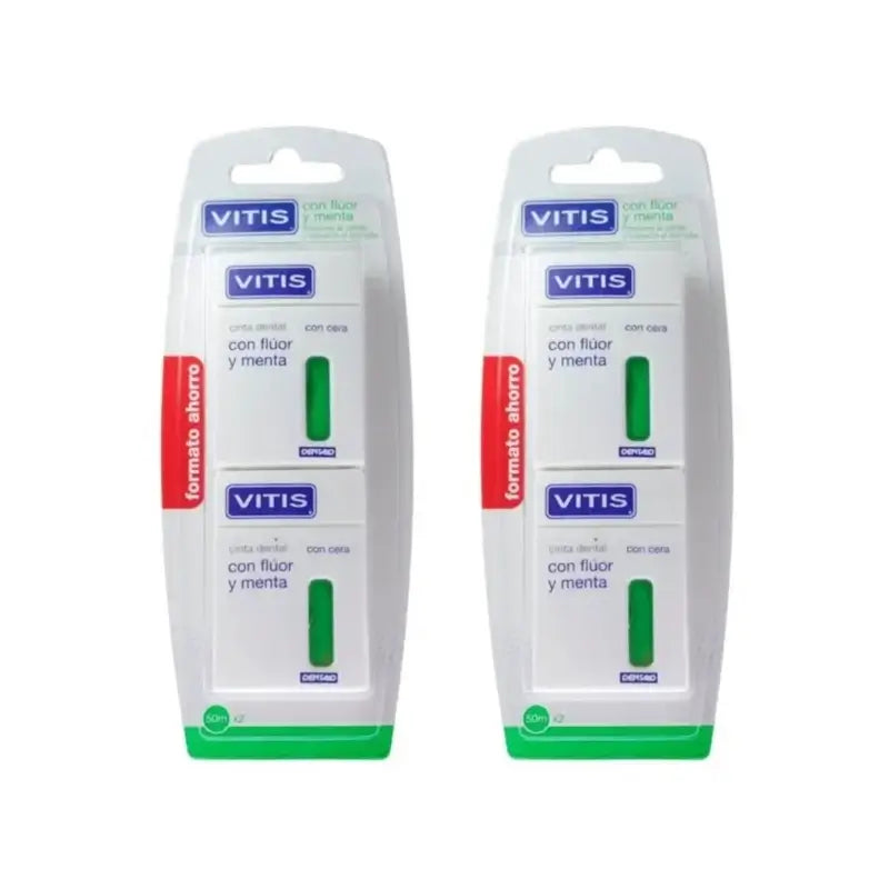 Filo interdentale Vitis Duplo con fluoro e menta, 2X50M