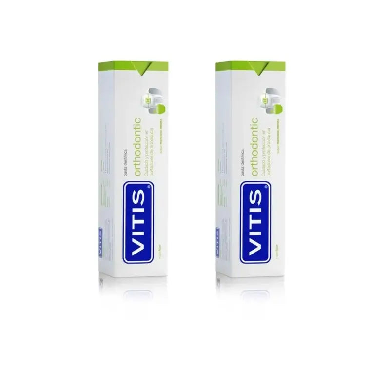 Vitis Dentifricio ortodontico al gusto di menta, 2X100 Ml