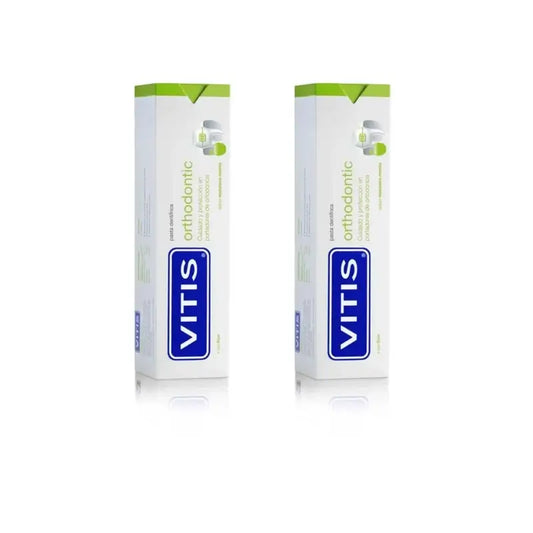 Vitis Dentifricio ortodontico al gusto di menta, 2X100 Ml
