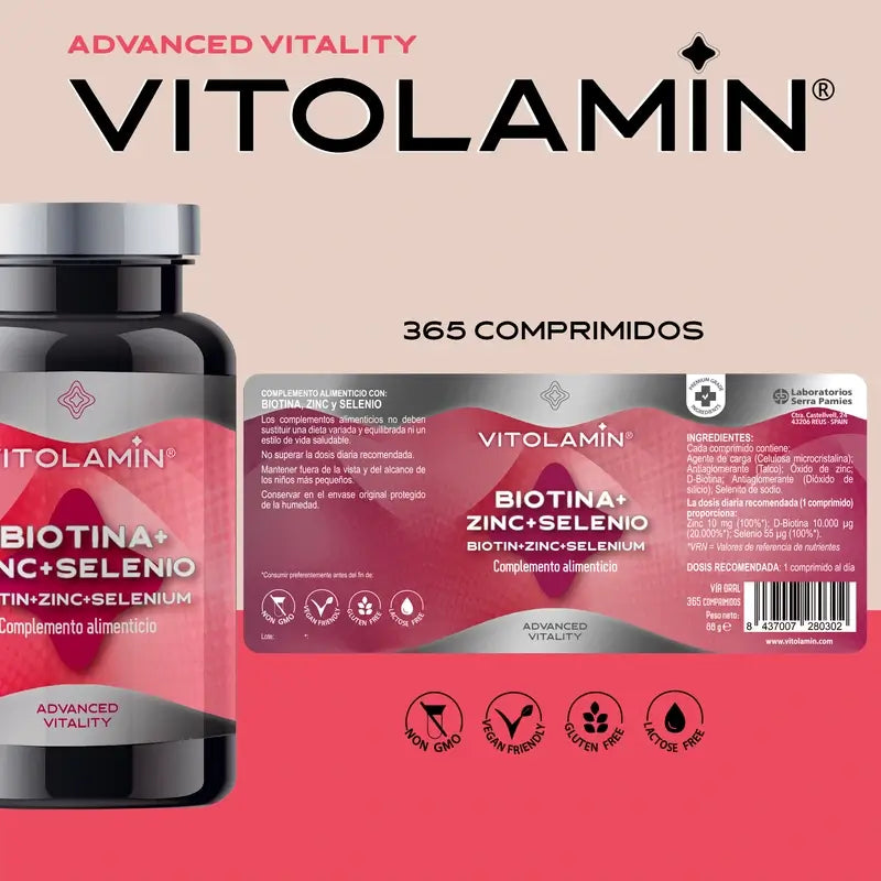 Vitolamin Biotin+ Zinc+ Selenium 365 compresse