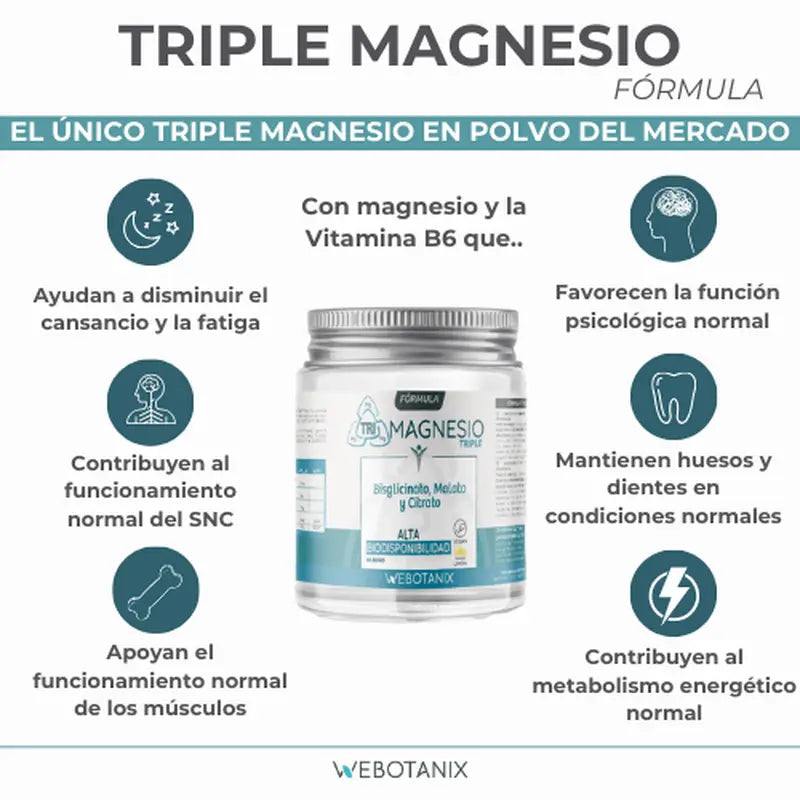 Webotanix Formula Tripla al Magnesio in polvere, 128 g