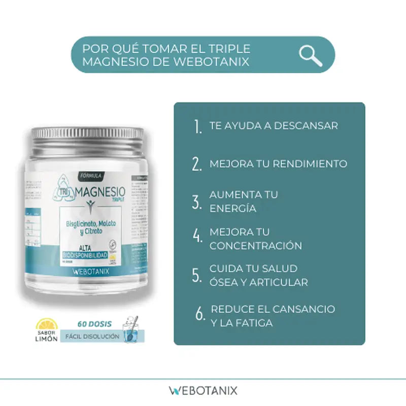 Webotanix Formula Tripla al Magnesio in polvere, 128 g