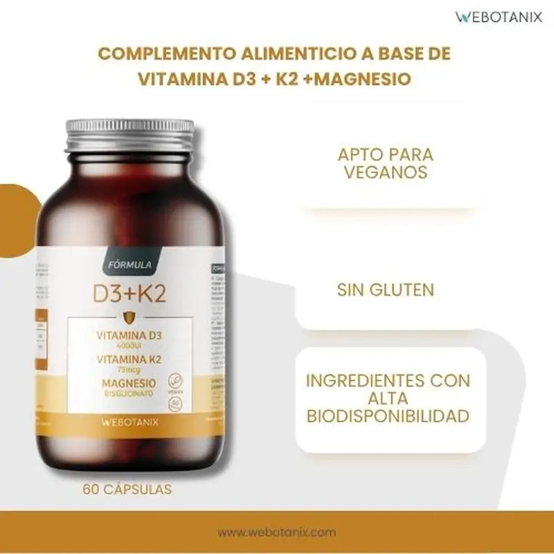 Webotanix Vitamina D3+K2 Formula, 60 capsule