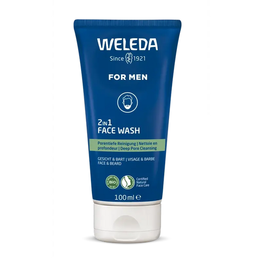 Weleda Gel detergente 2 in 1 per viso e barba per uomo, 100 ml