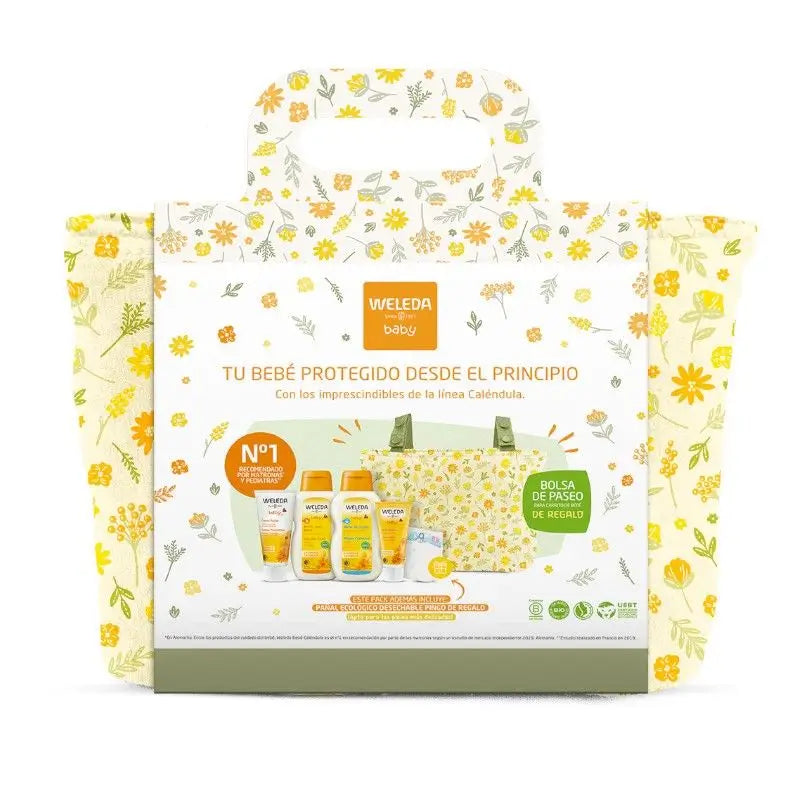 Weleda Baby Welcome Set. Crema per pannolini 75Ml+ Crema viso 50Ml+ Bagno crema 200Ml+ Olio corpo 200Ml+ Borsa regalo