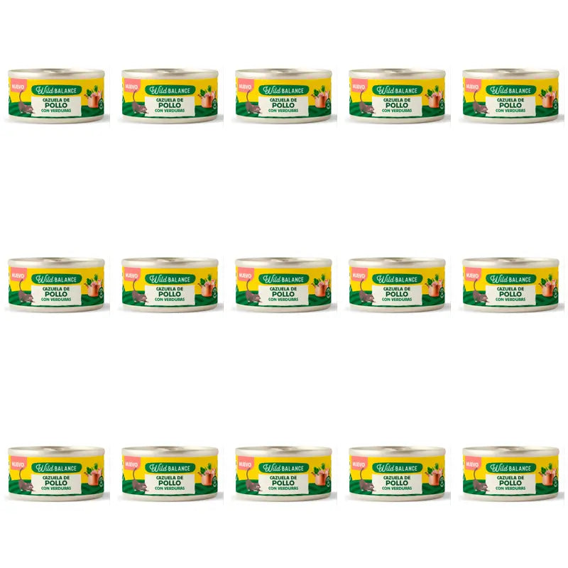 Wild Balance Casseruola di pollo e verdure in scatola per gatti, 80 g, confezione da 15 pezzi