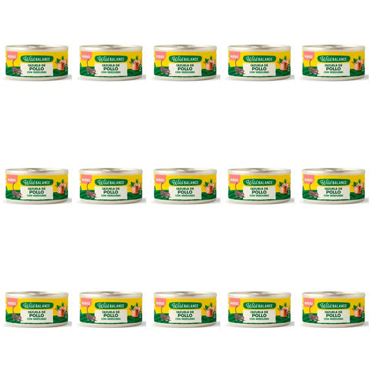 Wild Balance Casseruola di pollo e verdure in scatola per gatti, 80 g, confezione da 15 pezzi