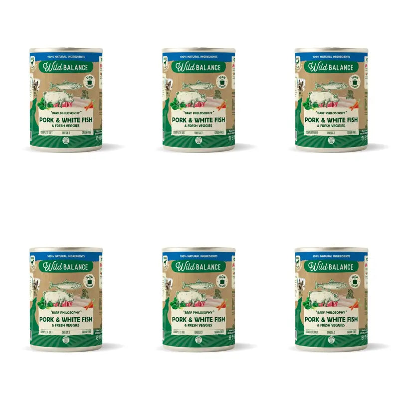 Wild Balance Barf Philosophy di nasello in lattina per cani, 400 g, Confezione da 6