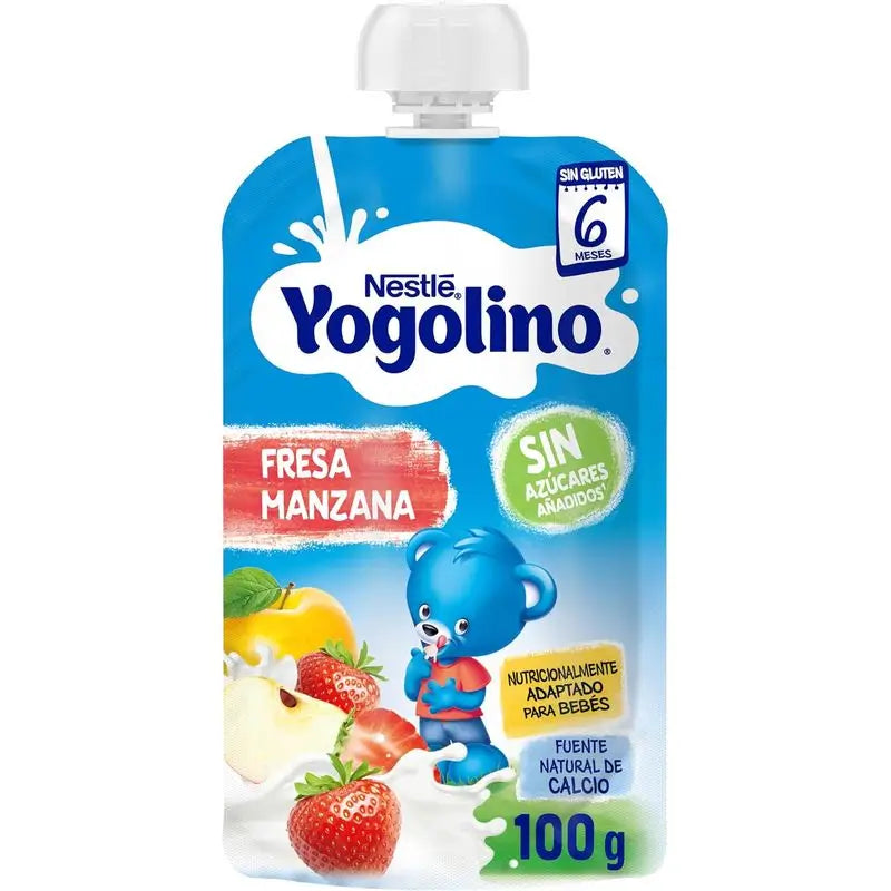 Yogolino Fragola Mela Bustina Senza Zucchero, 100g x 8 unità