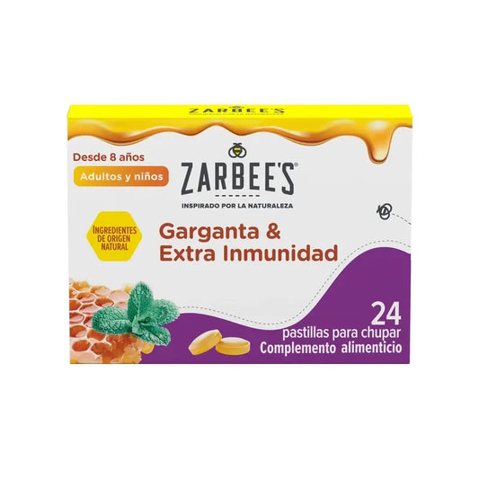 Zarbee's Gola e immunità 24 pastiglie con miele, menta, zinco e vitamina D