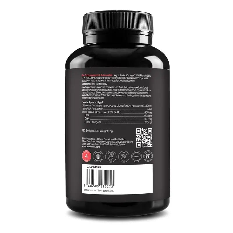 Zenement Astaxantina, 8 Mg, con Omega-3, 120 softgel