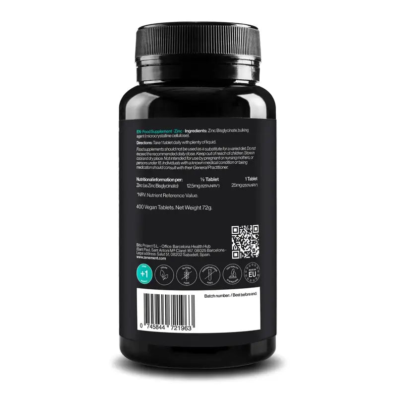 Zenement Zinc Bisglycinate, 400 compresse vegane