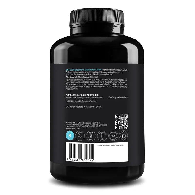 Zenement Citrato di magnesio, 240 compresse vegane