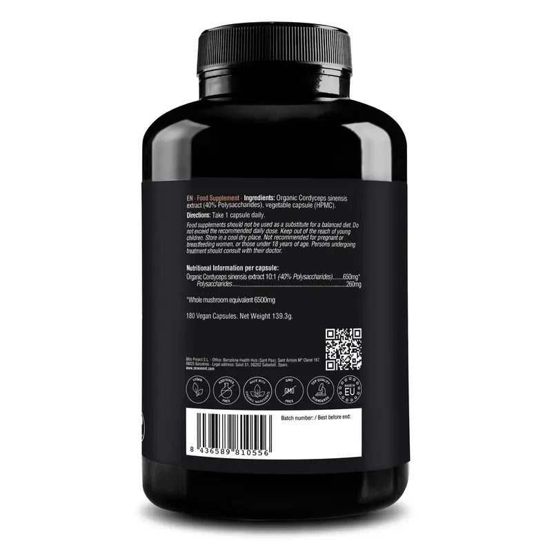 Zenement Cordyceps Sinensis biologico, 180 capsule vegane