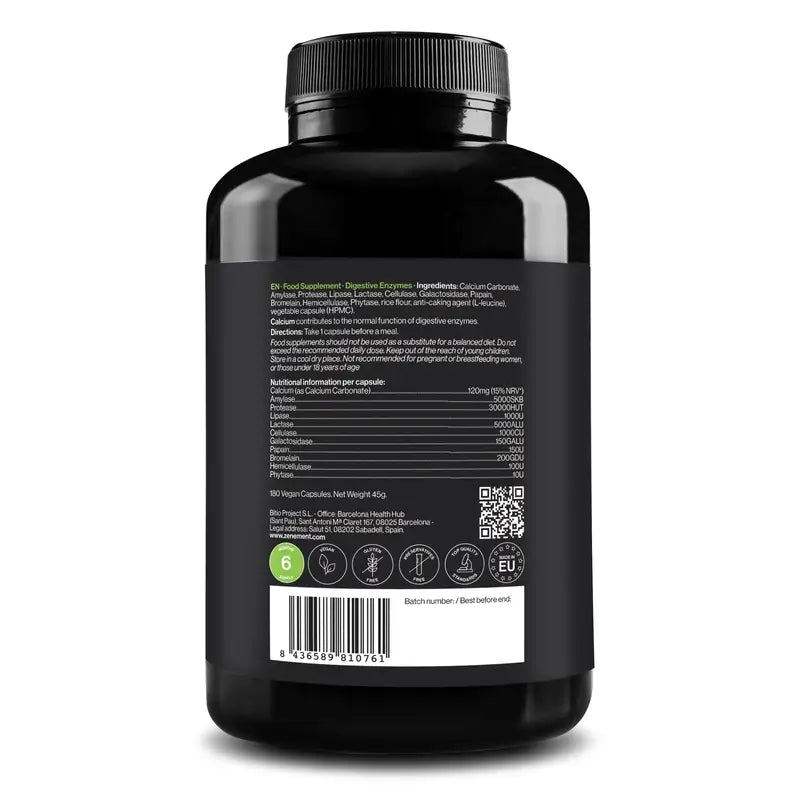 Zenement Enzimi digestivi, 180 capsule vegane