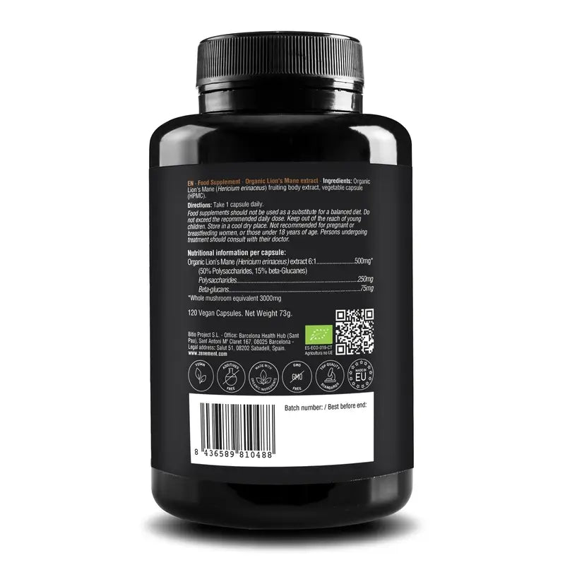 Zenement Estratto di criniera di leone biologico, 120 capsule vegane