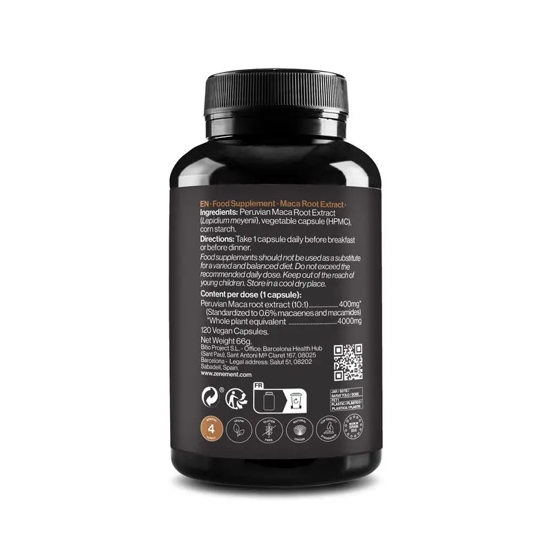 Zenement Estratto di radice di Maca 120 capsule vegane
