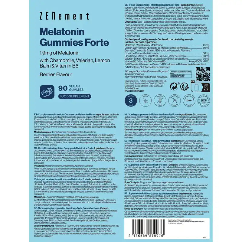 Zenement Melatonina Gummies Forte, 90 gummies vegane