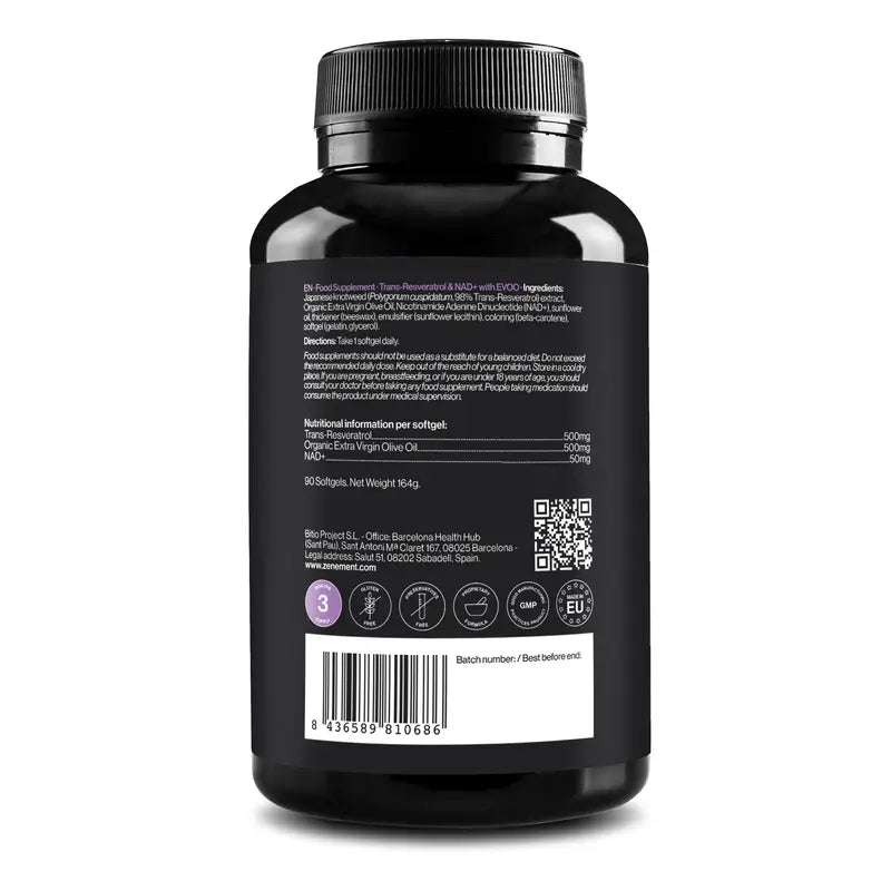 Zenement Trans-Resveratrolo e Nad+ con Aove, 90 Capsule Morbide