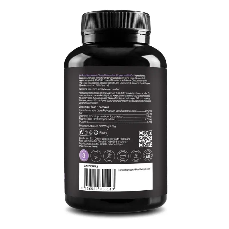 Zenement Trans-Resveratrolo e Nad+ Liposomiale, 90 capsule vegane