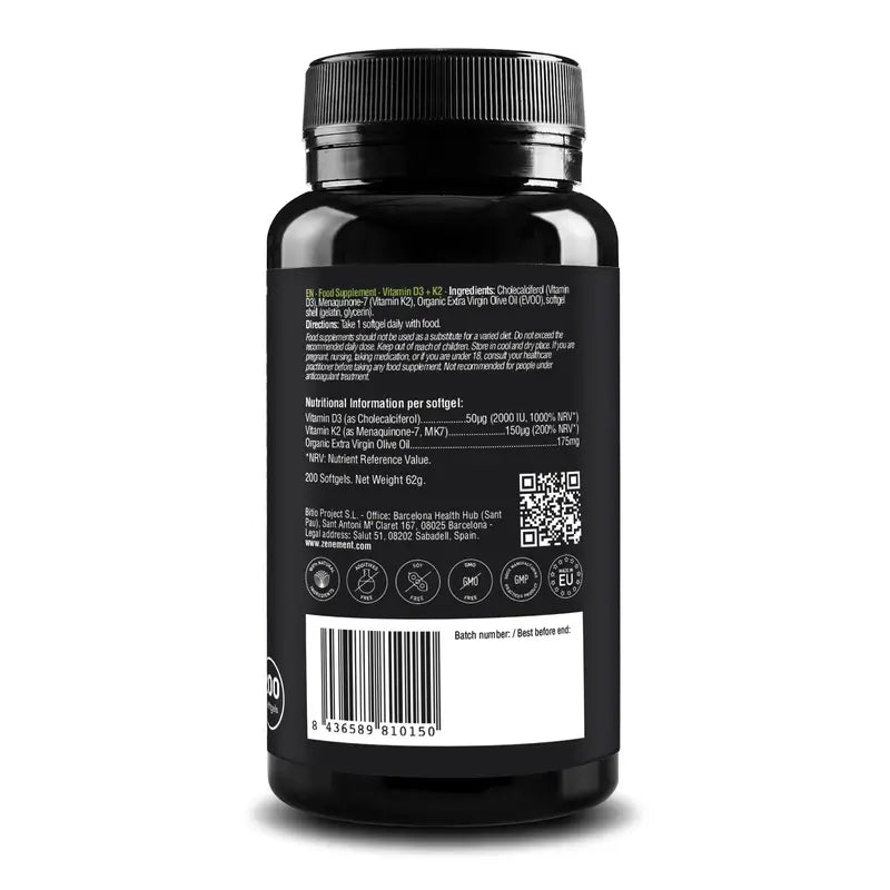 Zenement Vitamina D3 + K2, 2000 Ui E 150 µg Mk-7, 200 capsule molli