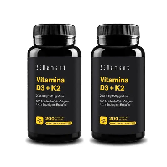 Zenement Vitamina D3 + K2, 2000 UI e 150 µg Mk-7, Confezione 2 x 200 capsule molli