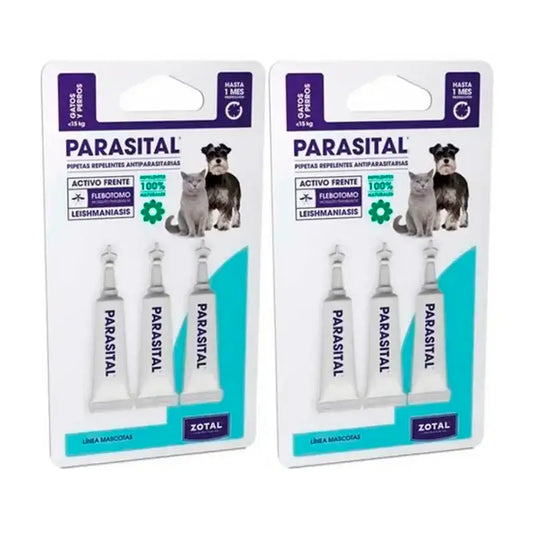 Zotal Parasital, Confezione 2 x 3 Pipette Antiparassitarie Gatti e cani di piccola taglia fino a 10Kg